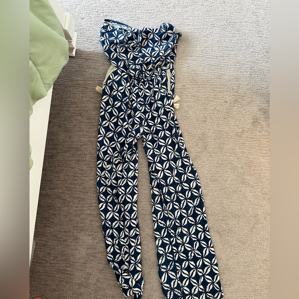 strapless beachy jumpsuit with pockets